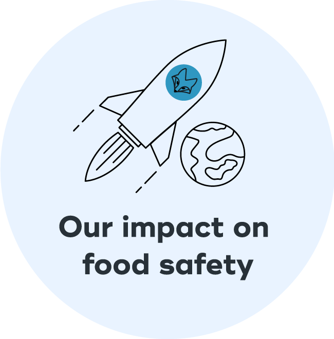 our impact on food safety graphic with rocket